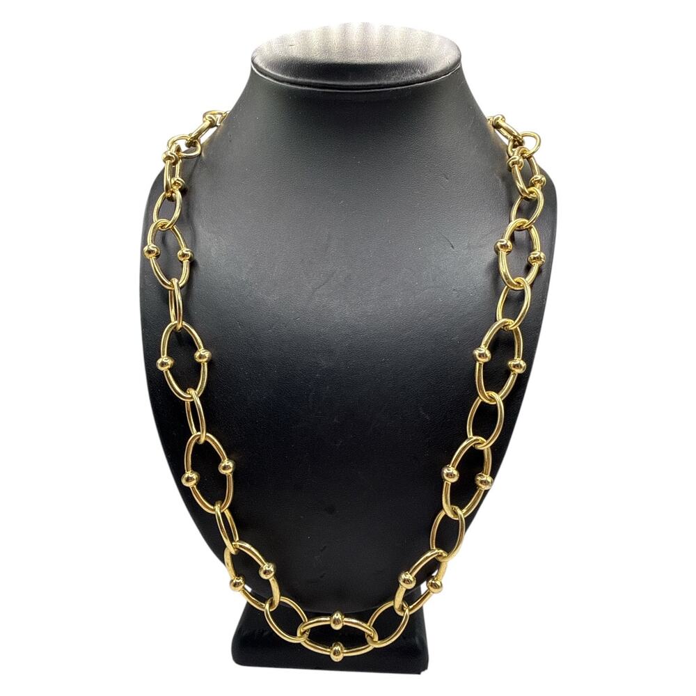 J. Crew Gold-Tone Chunky Oval Link Statement Necklace with Ball Accents 36”